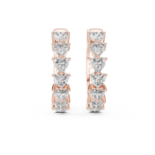 Heart moissanite huggie hoop earrings in rose 925 sterling silver, view 4
