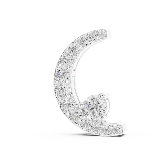 Pavé Crescent Moon Moissanite Pendant in white 925 sterling silver, view 2