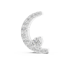 Pavé Crescent Moon Moissanite Pendant in white 925 sterling silver, view 2