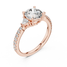 Round Moissanite Ring with Trillion Sides and Pavé Band in rose 925 sterling silver, view 2
