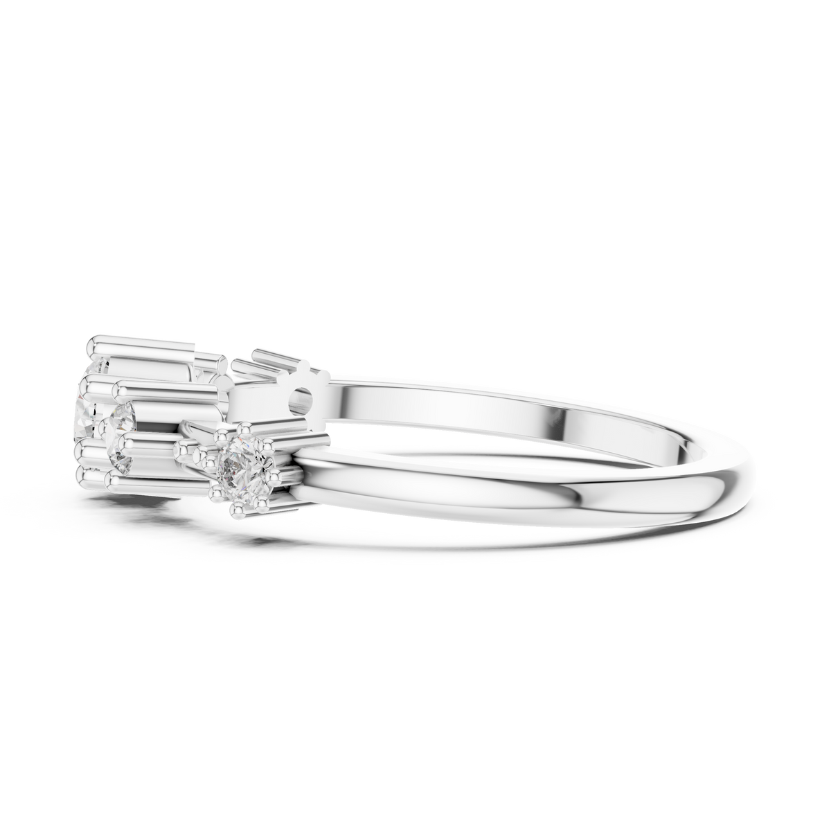 Five Stone Moissanite Ring in white 925 sterling silver, view 3
