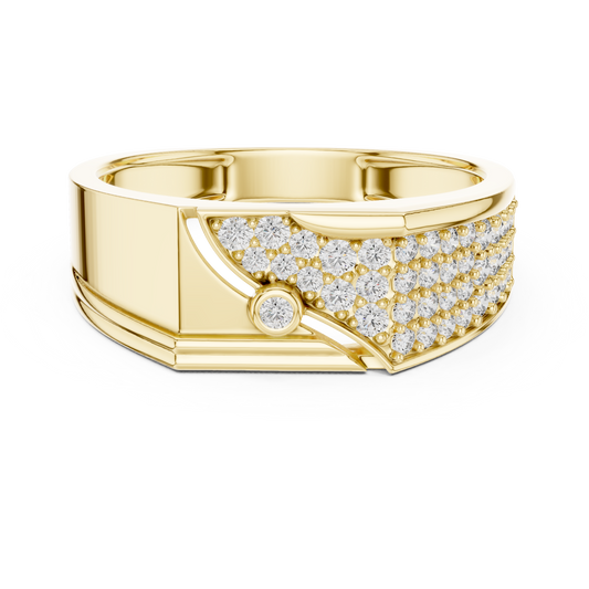 Men's Wide Pavé Panel Moissanite Band with Bezel Accent in yellow 925 sterling silver, view 4