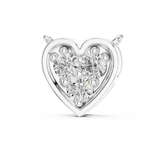 Heart Three Stone Moissanite Pendant in white 925 sterling silver, view 2