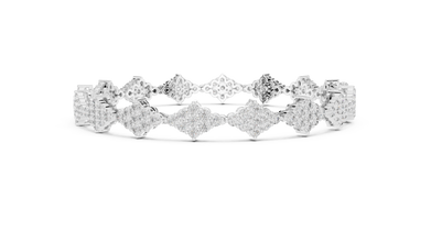 Diamond Shape Cluster Moissanite Bracelet in white 925 sterling silver, view 4