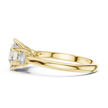Round Three Stone Moissanite Engagement Ring in yellow 925 sterling silver, view 3