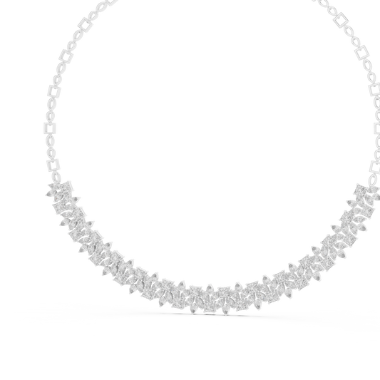 Pear Princess Marquise Cluster Collar Necklace in white 925 sterling silver, view 2