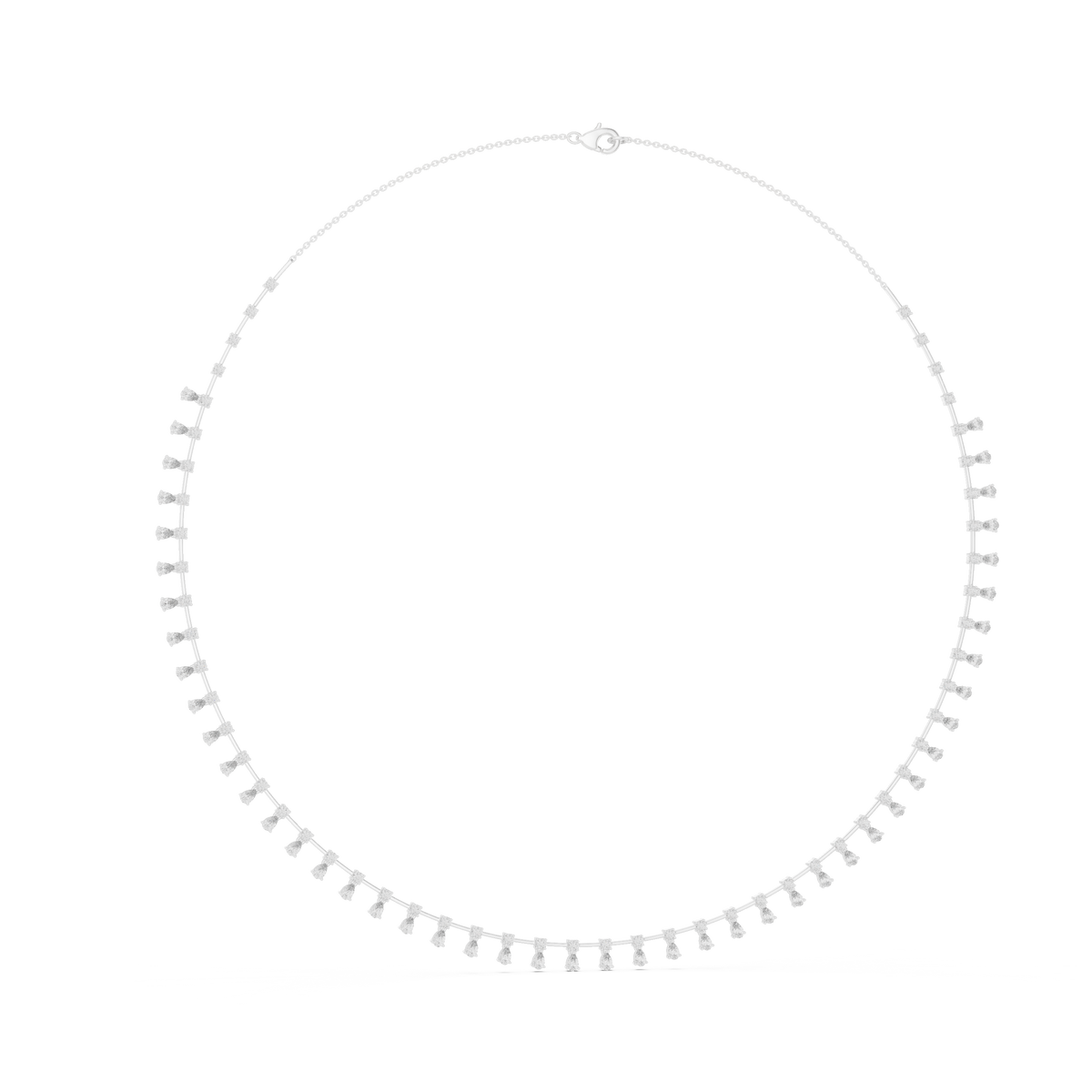 Pear Drop Fringe Necklace in white 925 sterling silver, view 1