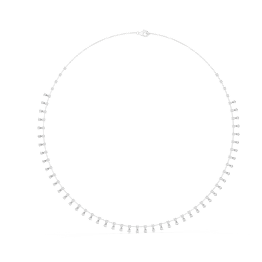 Pear Drop Fringe Necklace in white 925 sterling silver, view 1