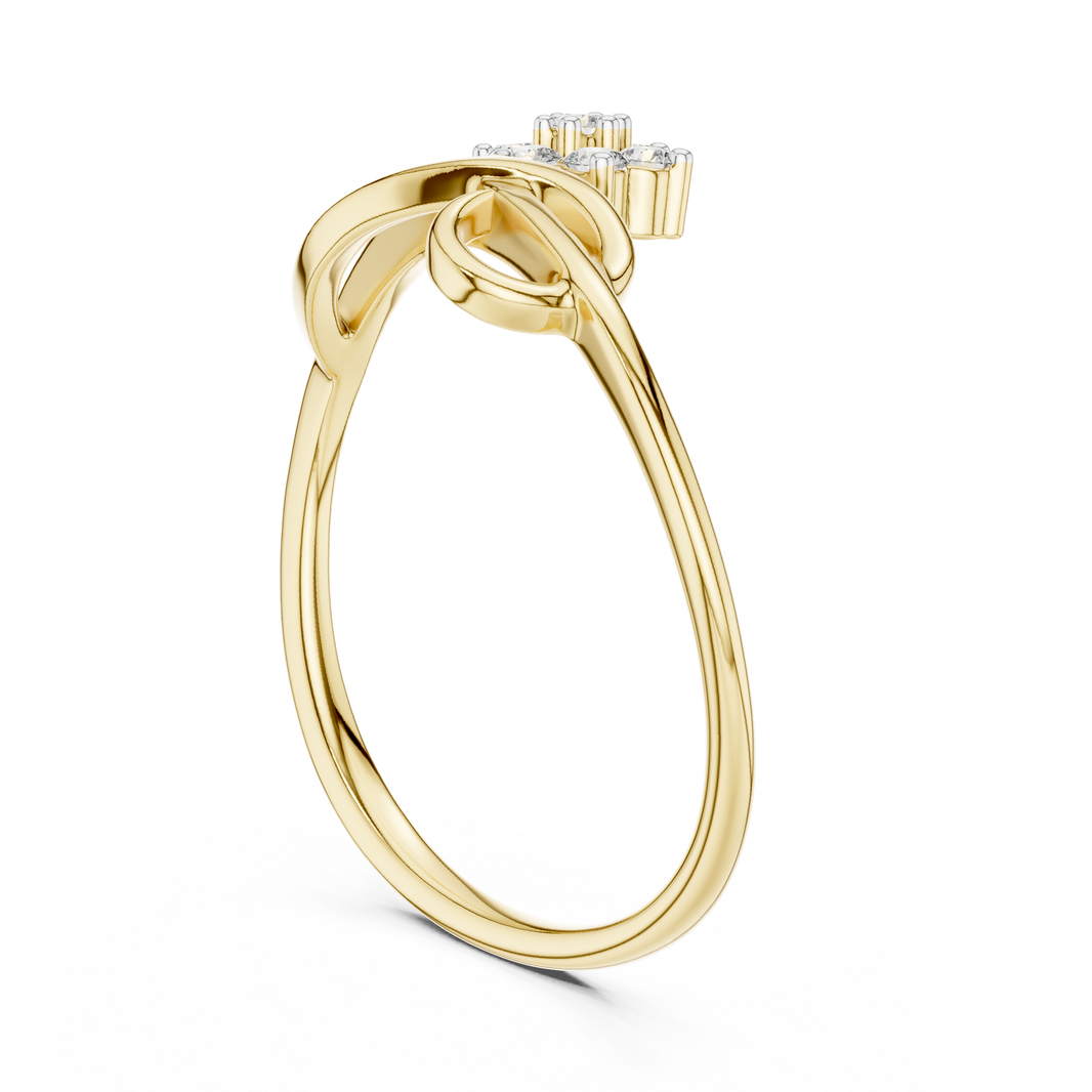 Flower Cluster Infinity Swirl Moissanite Ring in yellow 925 sterling silver, view 1
