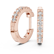 Moissanite pave huggie hoop earrings in rose 925 sterling silver, view 1