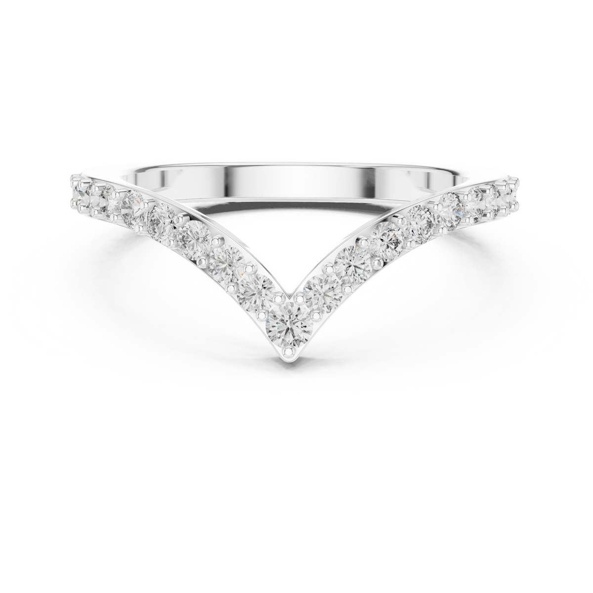 Pavé Chevron Moissanite Ring in white 925 sterling silver, view 4