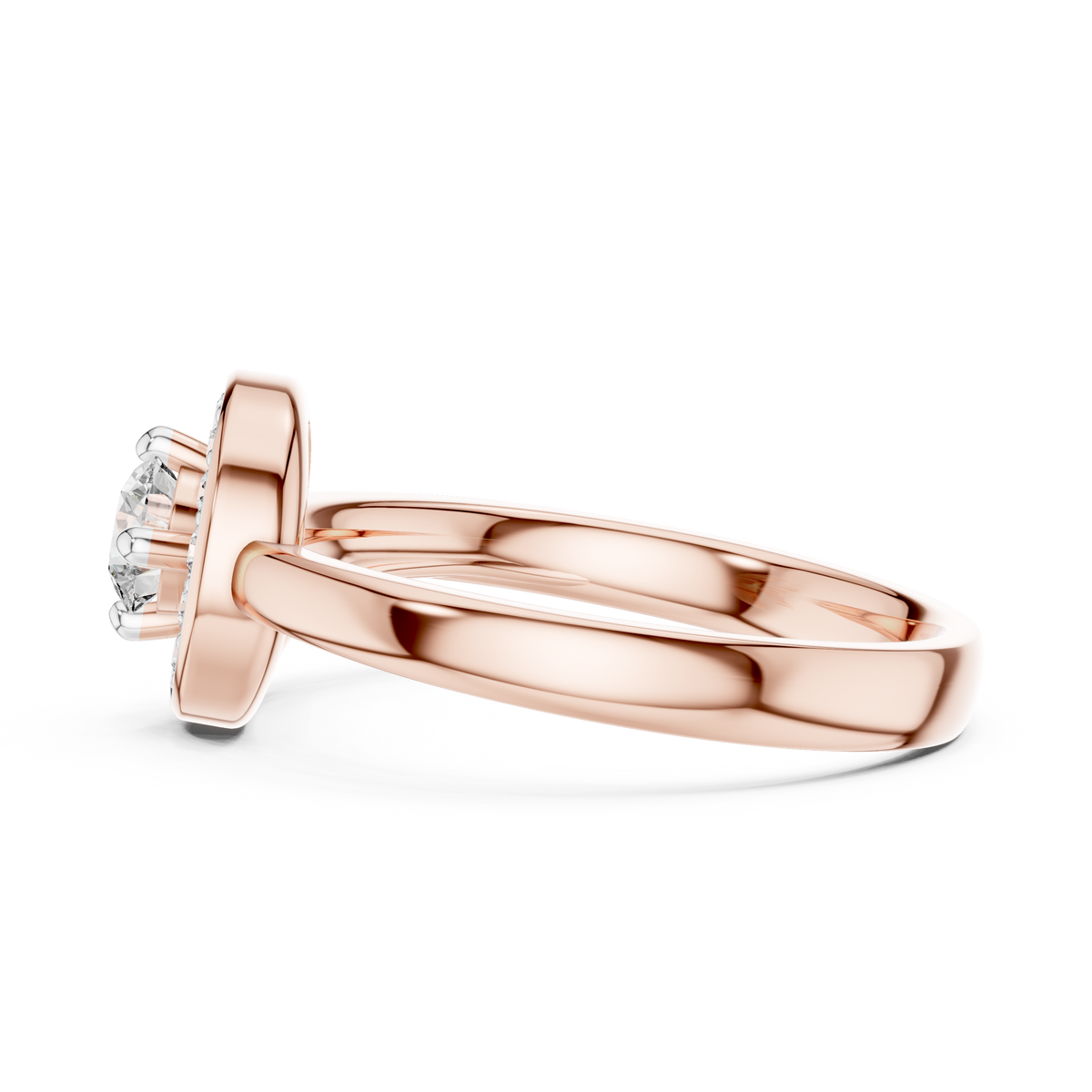 Swirl Halo Moissanite Ring in rose 925 sterling silver, view 3