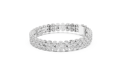Round Cluster Moissanite Statement Bracelet in white 925 sterling silver, view 2