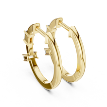 Baguette moissanite hoop earrings in yellow 925 sterling silver, view 3