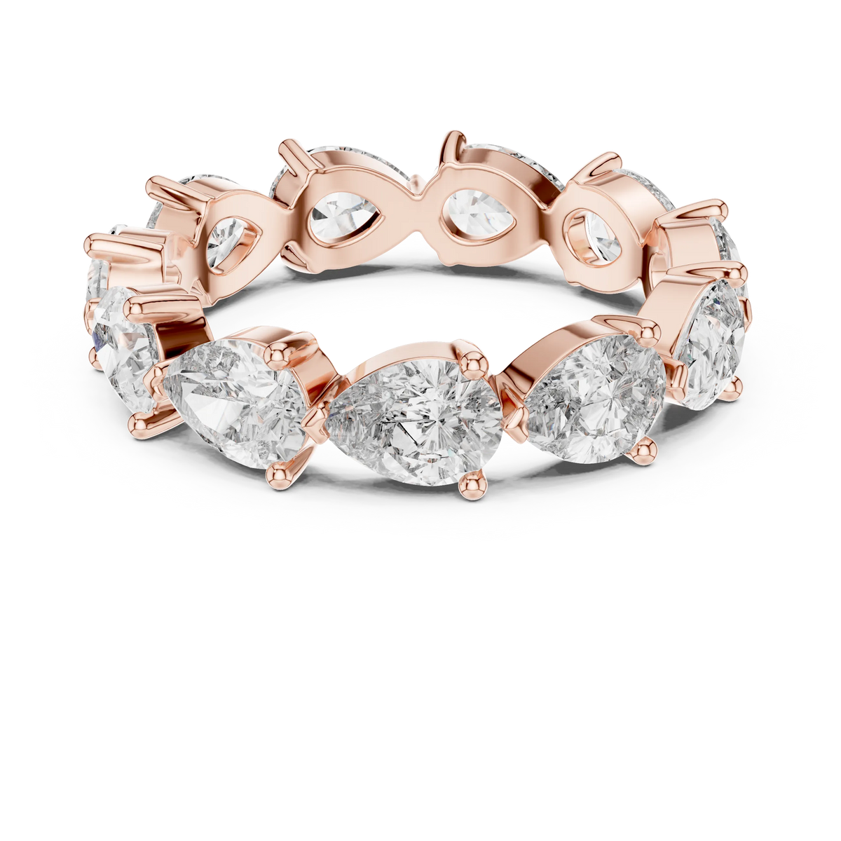 Pear Moissanite Eternity Band in rose 925 sterling silver, view 4