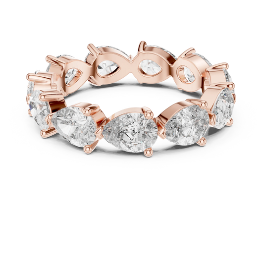 Pear Moissanite Eternity Band in rose 925 sterling silver, view 4