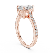 Pear Moissanite Engagement Ring with Pavé Band in rose 925 sterling silver, view 1