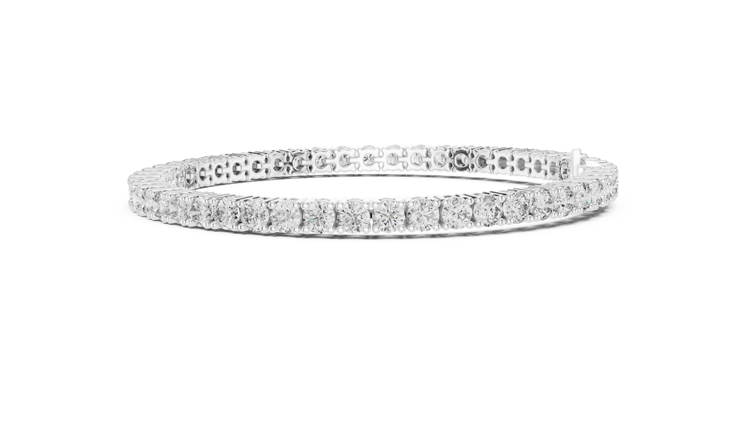 Round Four Prong Moissanite Tennis Bracelet in white 925 sterling silver, view 4