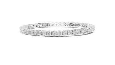 Round Four Prong Moissanite Tennis Bracelet in white 925 sterling silver, view 4