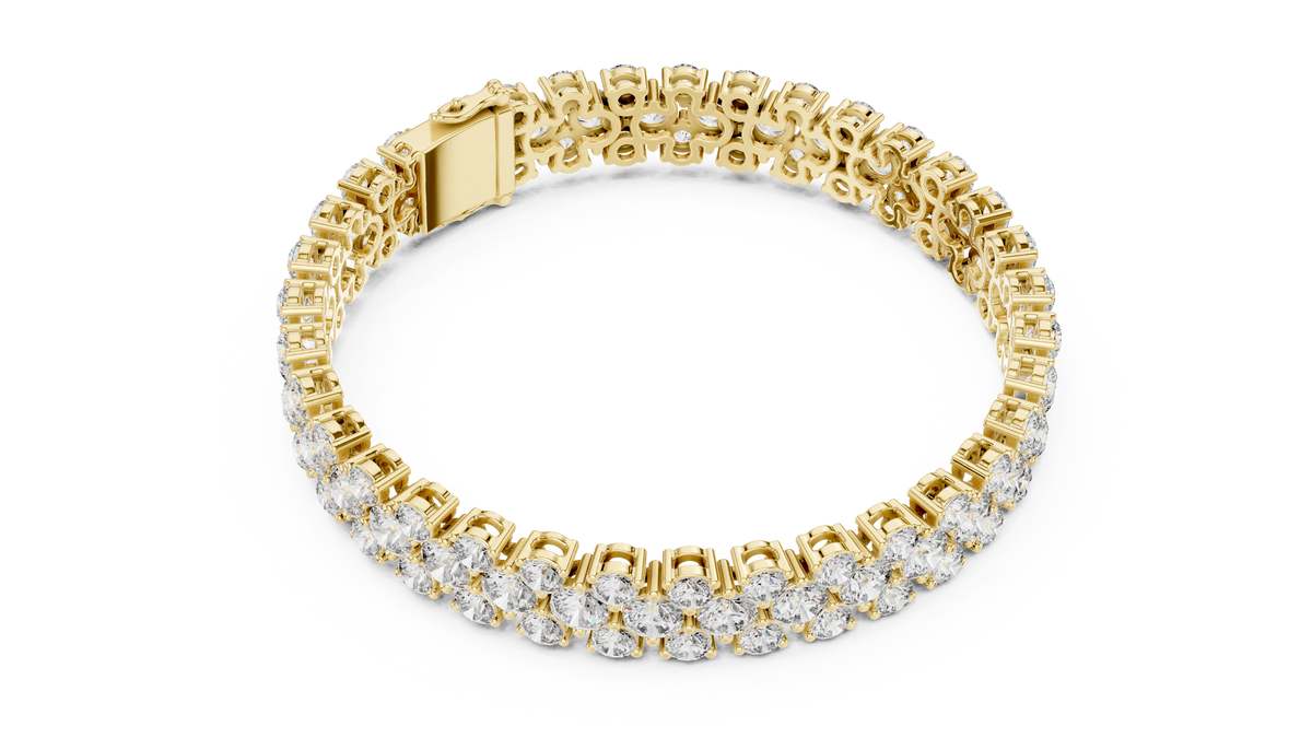 Round Cluster Moissanite Statement Bracelet in yellow 925 sterling silver, view 3