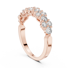 Floral Cluster Moissanite Half Eternity Band in rose 925 sterling silver, view 1