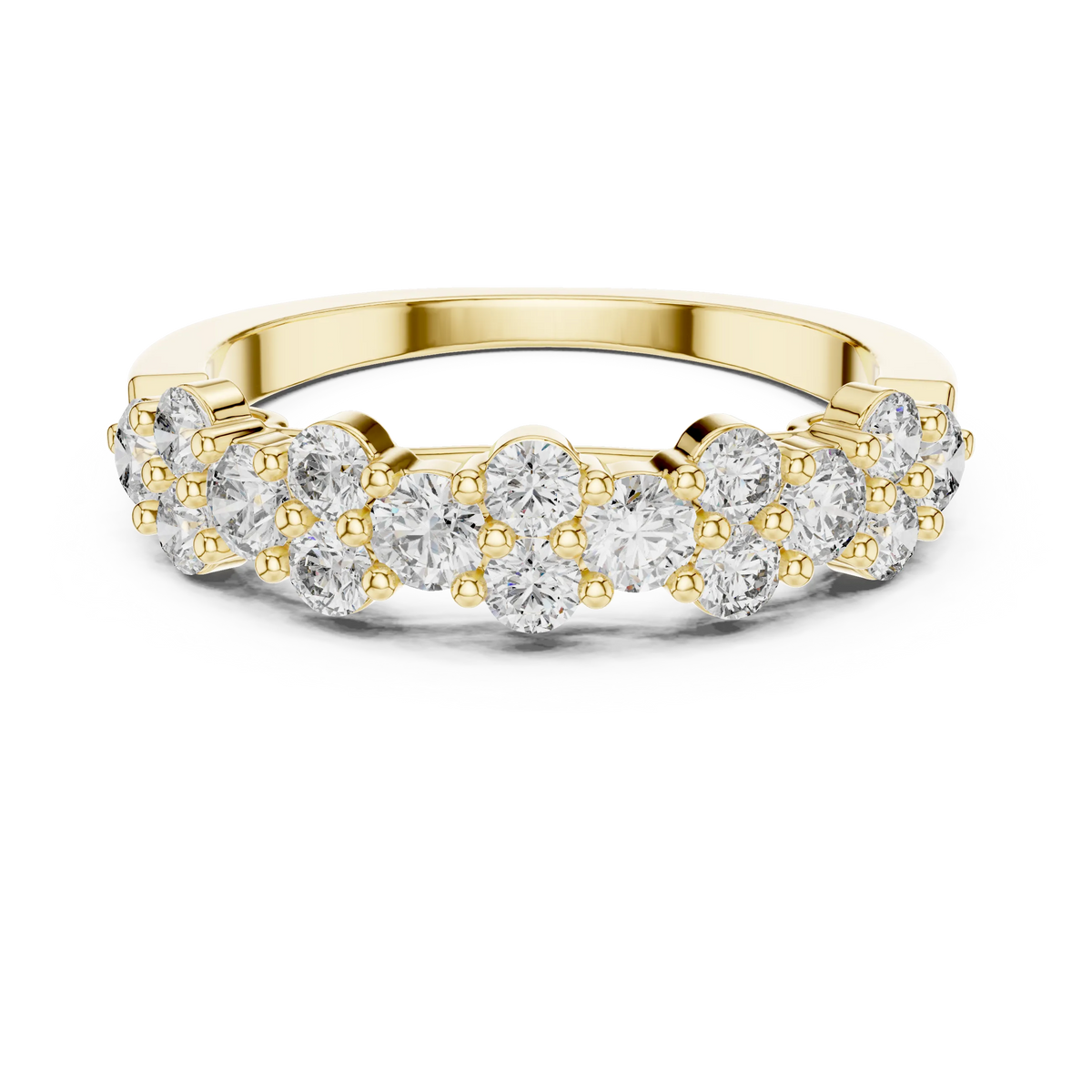 Floral Cluster Moissanite Half Eternity Band in yellow 925 sterling silver, view 4