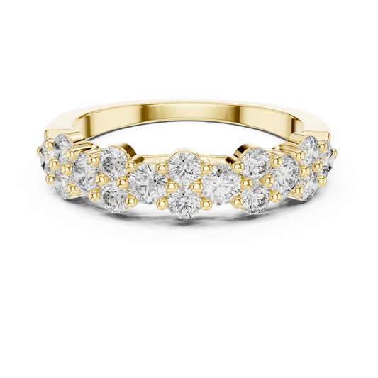 Floral Cluster Moissanite Half Eternity Band in yellow 925 sterling silver, view 4