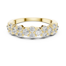 Floral Cluster Moissanite Half Eternity Band in yellow 925 sterling silver, view 4