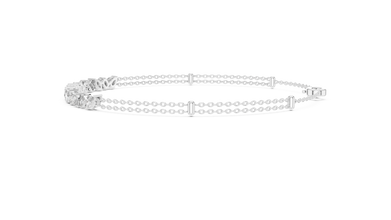 Mixed Shape Moissanite Station Chain Bracelet in white 925 sterling silver, view 4