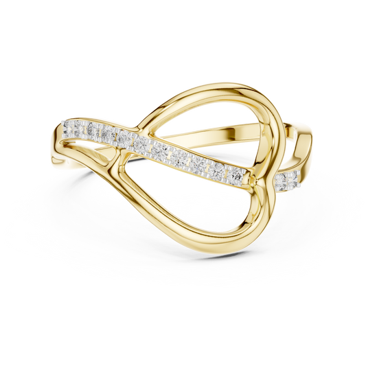 Sideways Heart Pavé Line Moissanite Ring in yellow 925 sterling silver, view 4