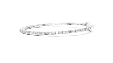 Baguette Moissanite Link Bracelet in white 925 sterling silver, view 4