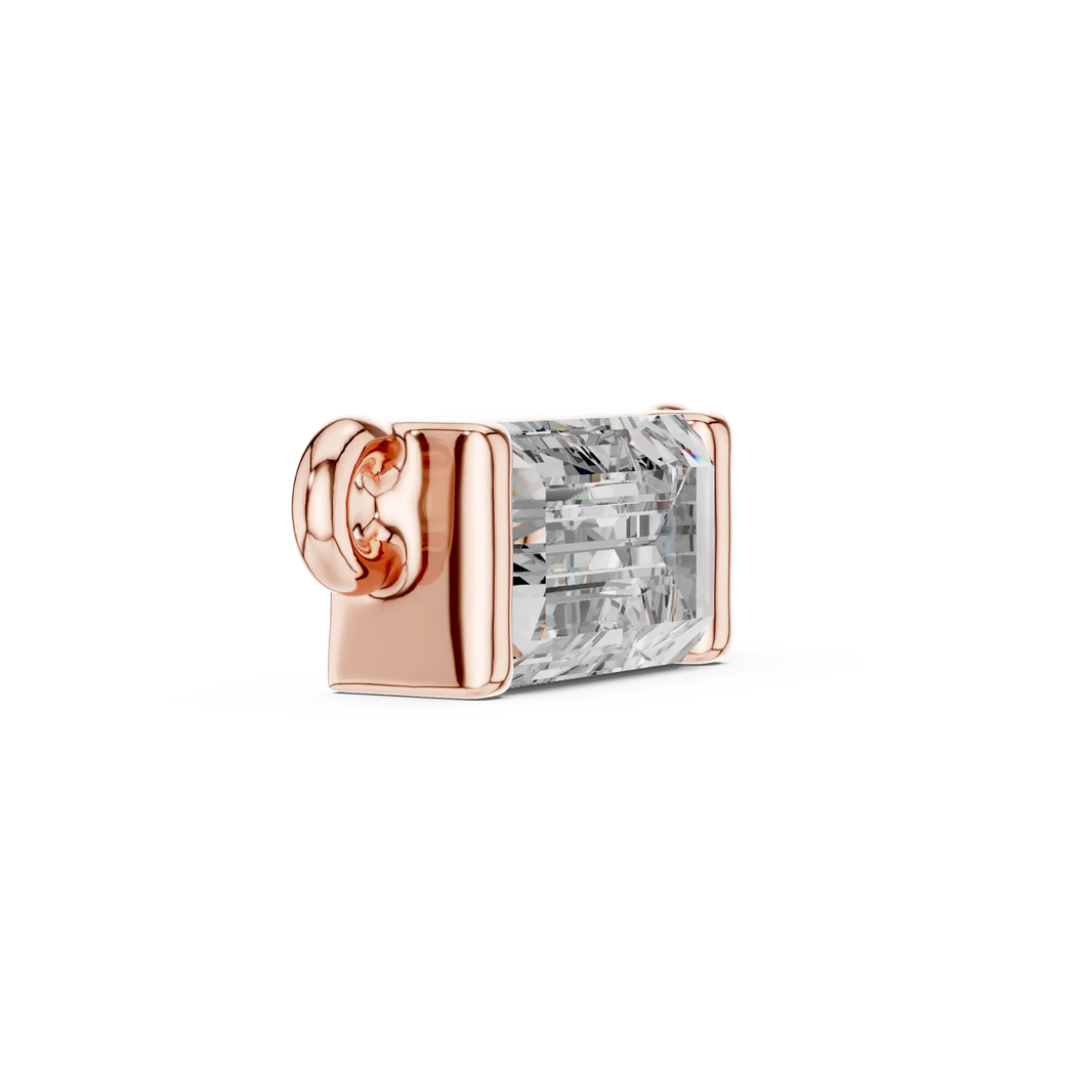 East-West Baguette Moissanite Bar Pendant in rose 925 sterling silver, view 3