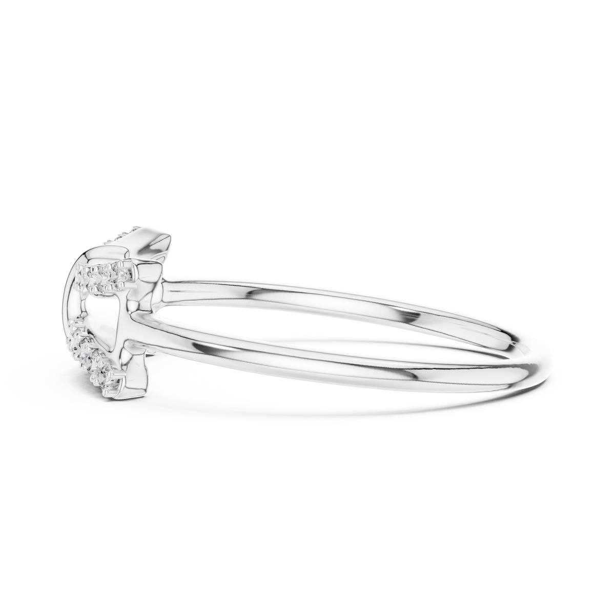 Double Bar Pavé Moissanite Ring in white 925 sterling silver, view 3