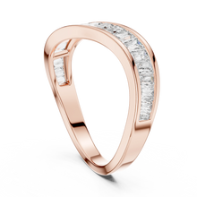 Baguette Moissanite Curved Contour Band in rose 925 sterling silver, view 1