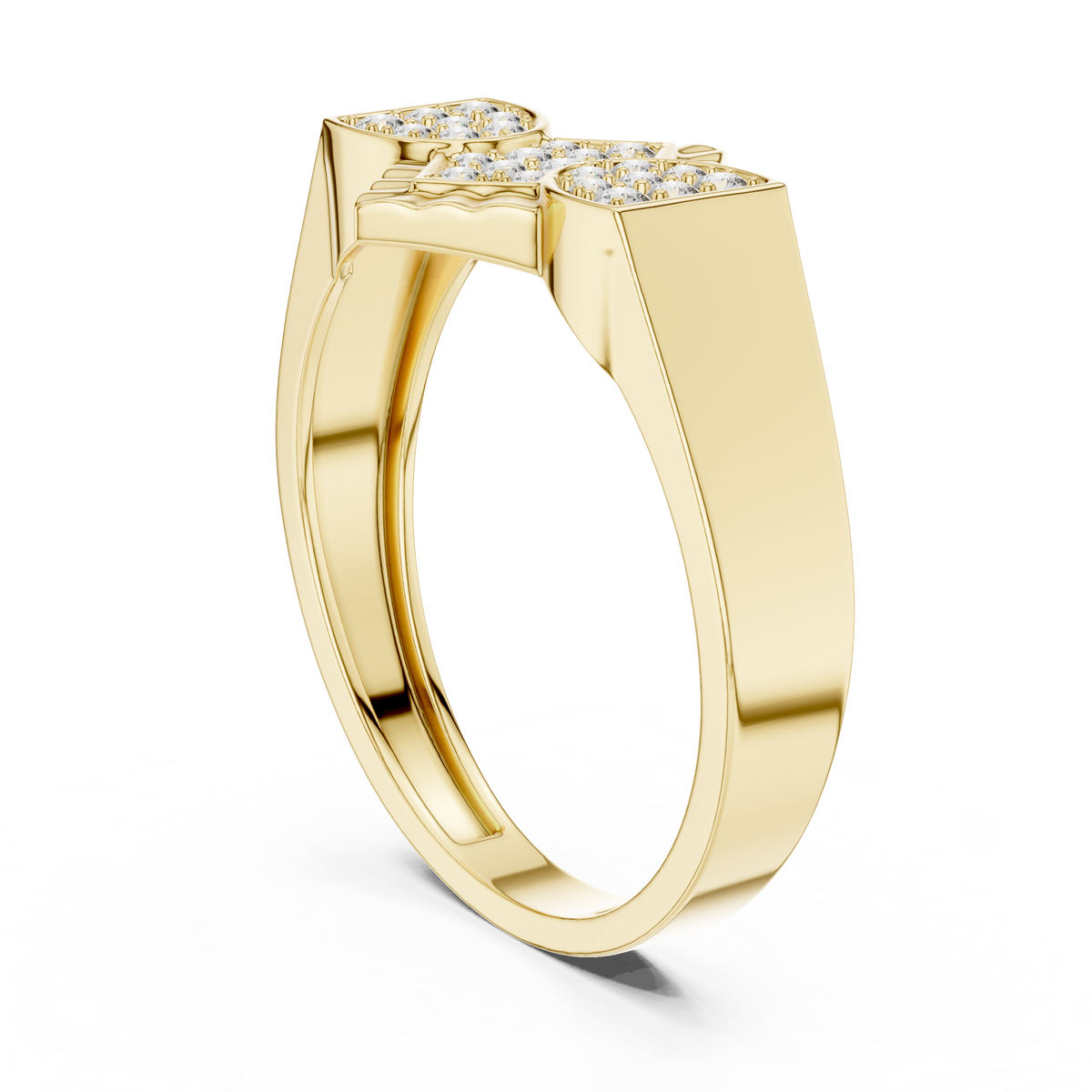 Men's Pavé Rhombus Wide Moissanite Band in yellow 925 sterling silver, view 1