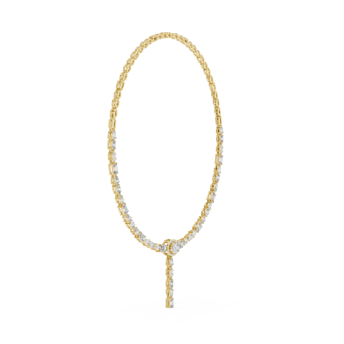 Mixed Shape Lariat Necklace in yellow 925 sterling silver, view 3