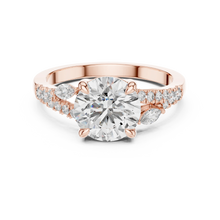 Round Moissanite Engagement Ring with Marquise Accents in rose 925 sterling silver, view 4