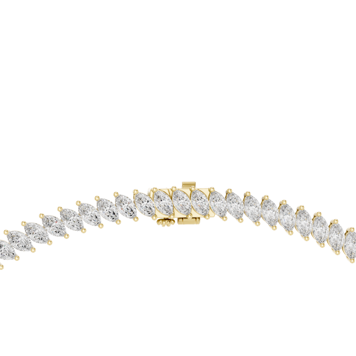 Marquise Tennis Necklace in yellow 925 sterling silver, view 4