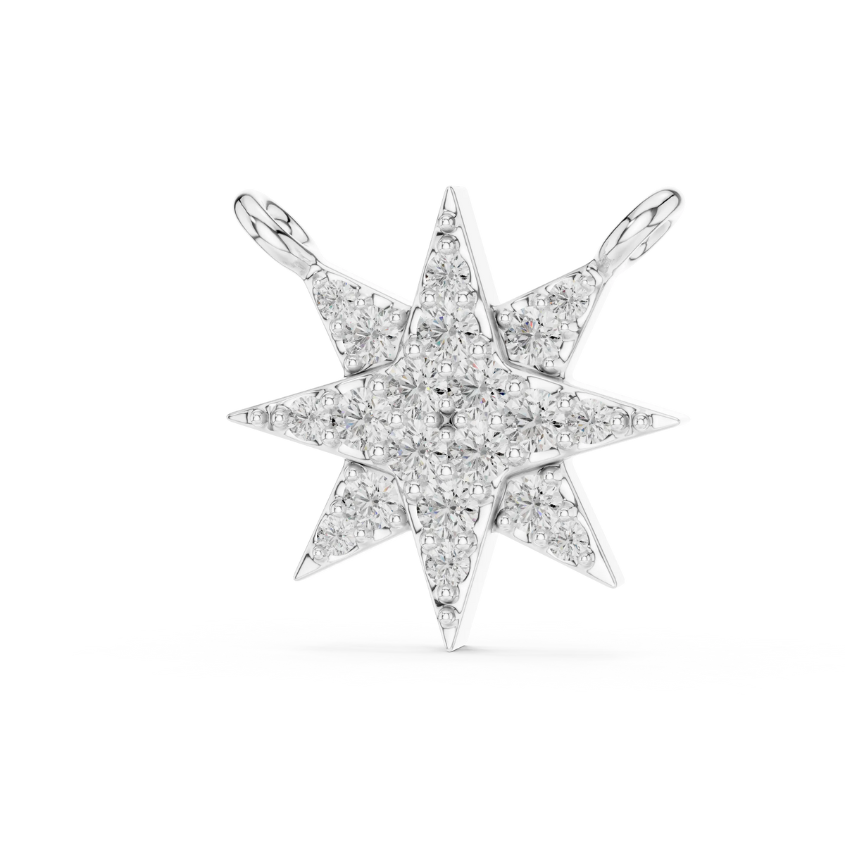 Starburst Pavé Moissanite Pendant in white 925 sterling silver, view 2
