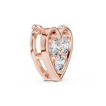 Heart Three Stone Moissanite Pendant in rose 925 sterling silver, view 3