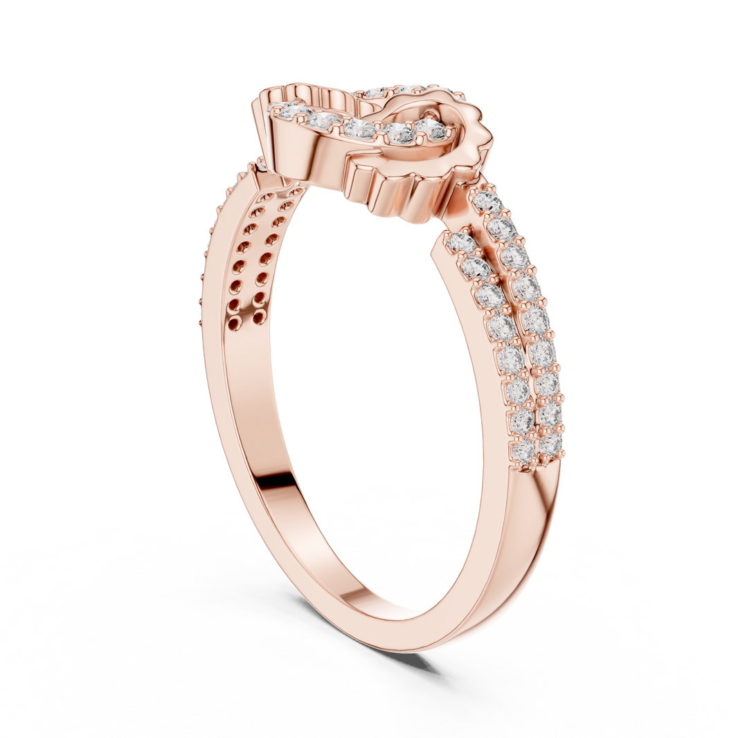 Open Circle Double-Row Pavé Moissanite Ring in rose 925 sterling silver, view 1