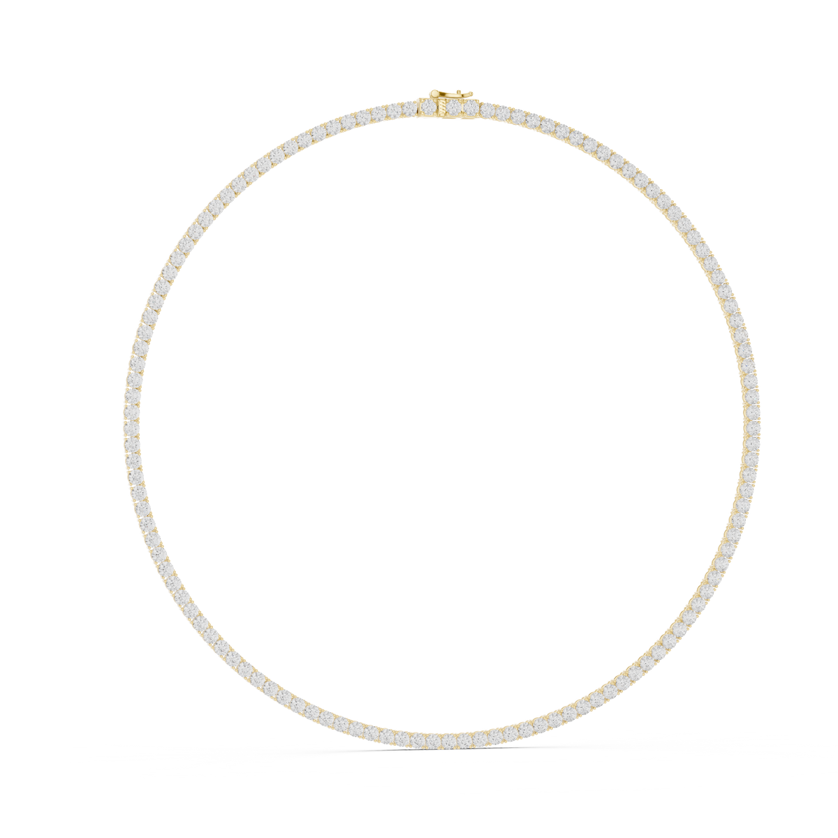 4mm Round Tennis Necklace in yellow 925 sterling silver, view 1