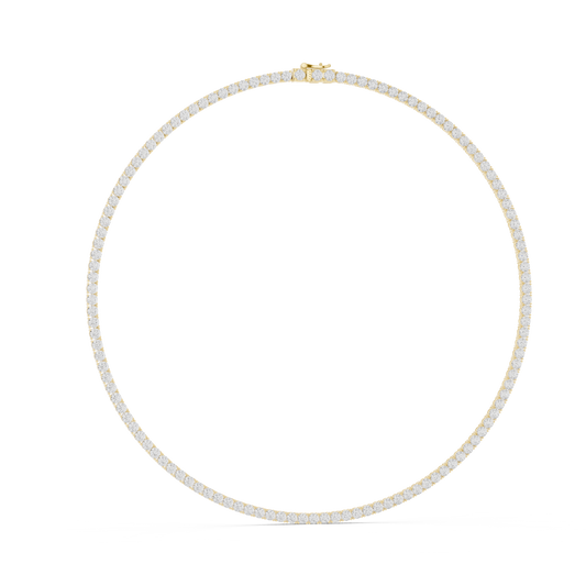 4mm Round Tennis Necklace in yellow 925 sterling silver, view 1