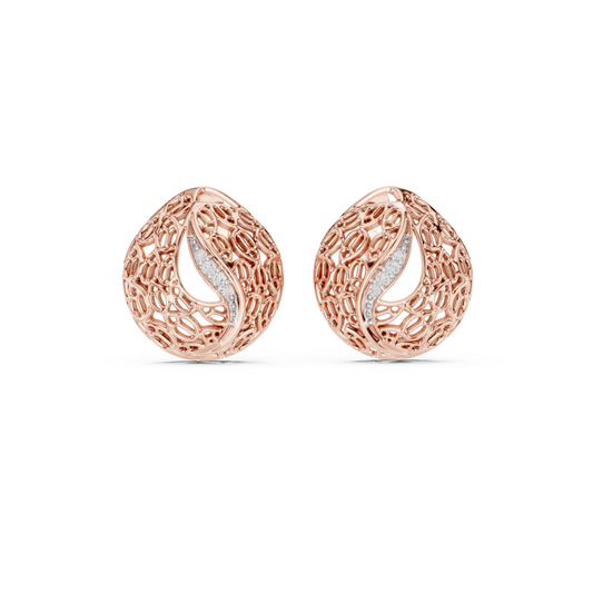 Moissanite Filigree Dome Stud Earrings in rose 925 sterling silver, view 4