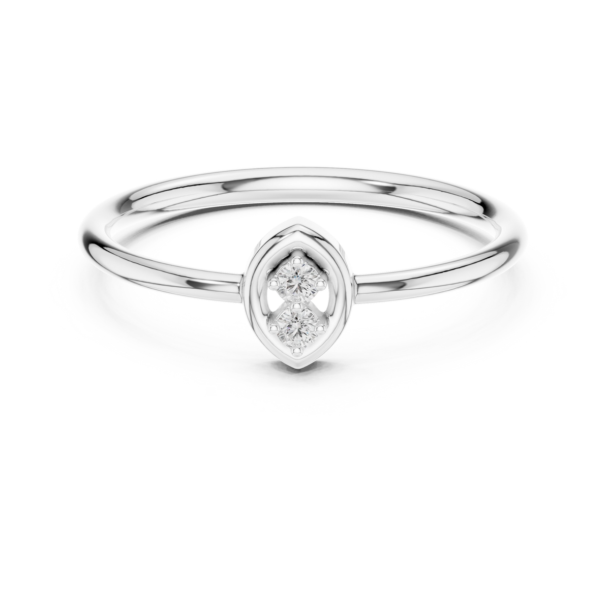 Duo Marquise Frame Moissanite Ring in white 925 sterling silver, view 4