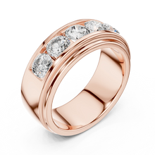 Five Stone Channel Set Moissanite Wide Band in rose 925 sterling silver, view 2