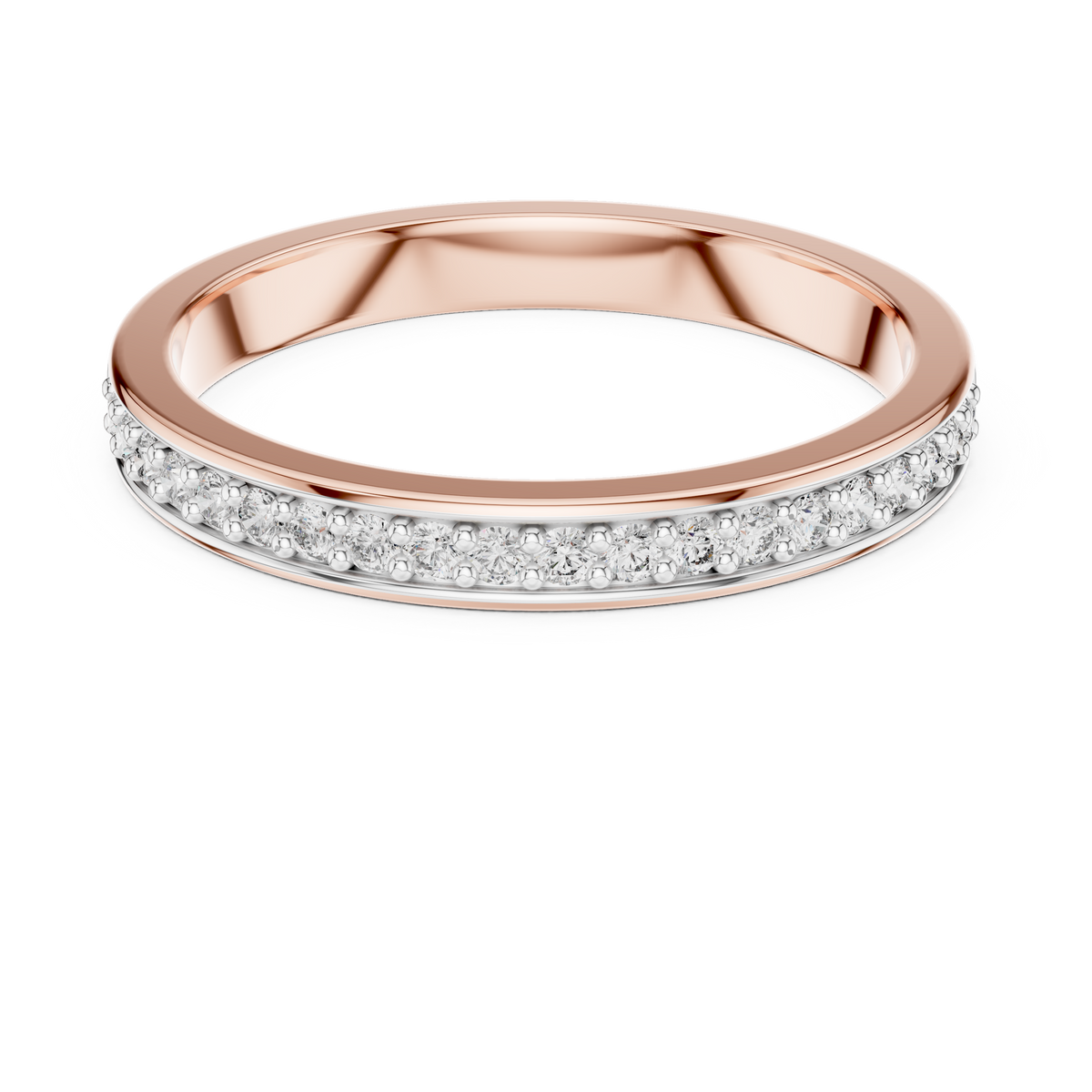 Pavé Moissanite Half Eternity Band in rose 925 sterling silver, view 4