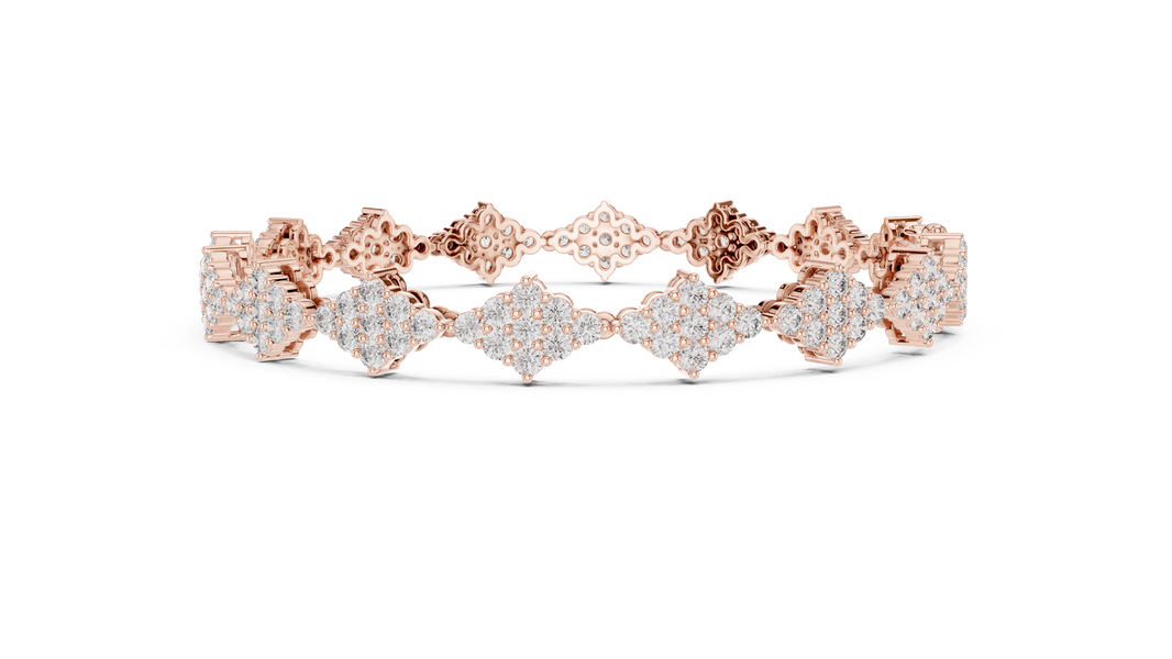 Diamond Shape Cluster Moissanite Bracelet in rose 925 sterling silver, view 4