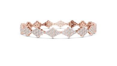 Diamond Shape Cluster Moissanite Bracelet in rose 925 sterling silver, view 4