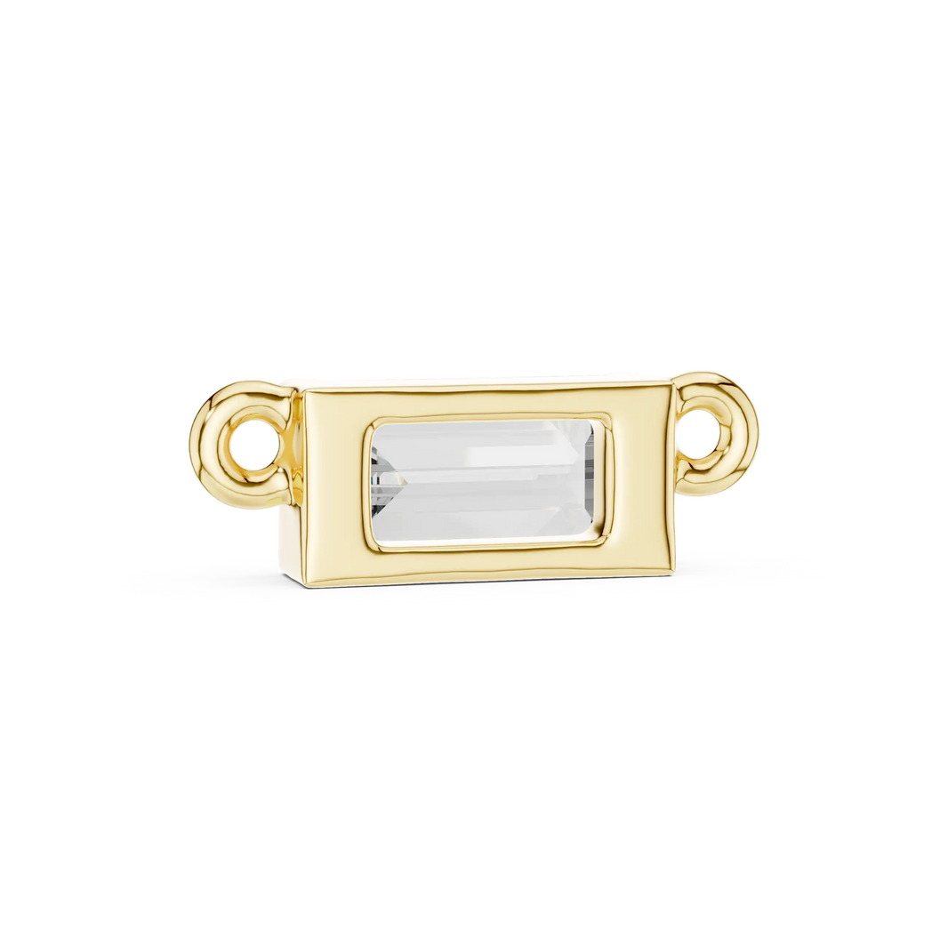 East-West Baguette Moissanite Bar Pendant in yellow 925 sterling silver, view 4